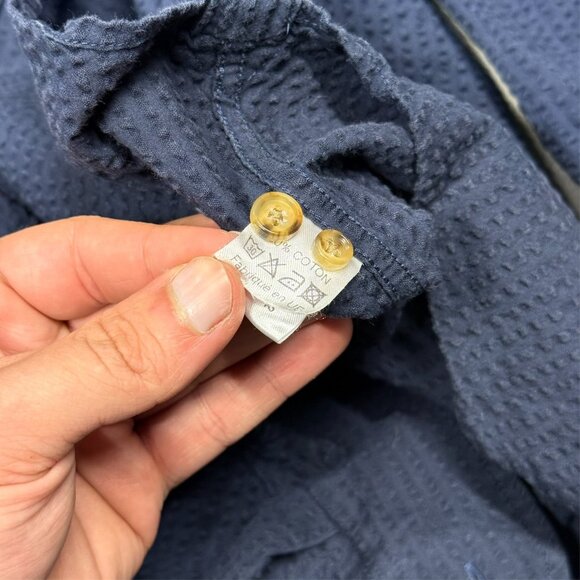 Hast Paris Searsucker Shirt Long Sleeve Button Down Blue Cotton Medium - Picture 8 of 8